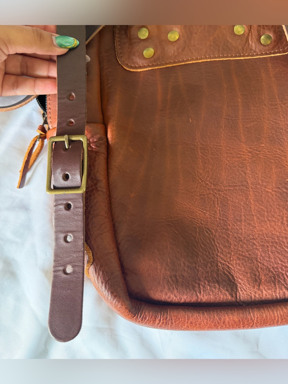Go Forth Goods Classic Zippered backpack Medium in saddle - Picture 7 of 11